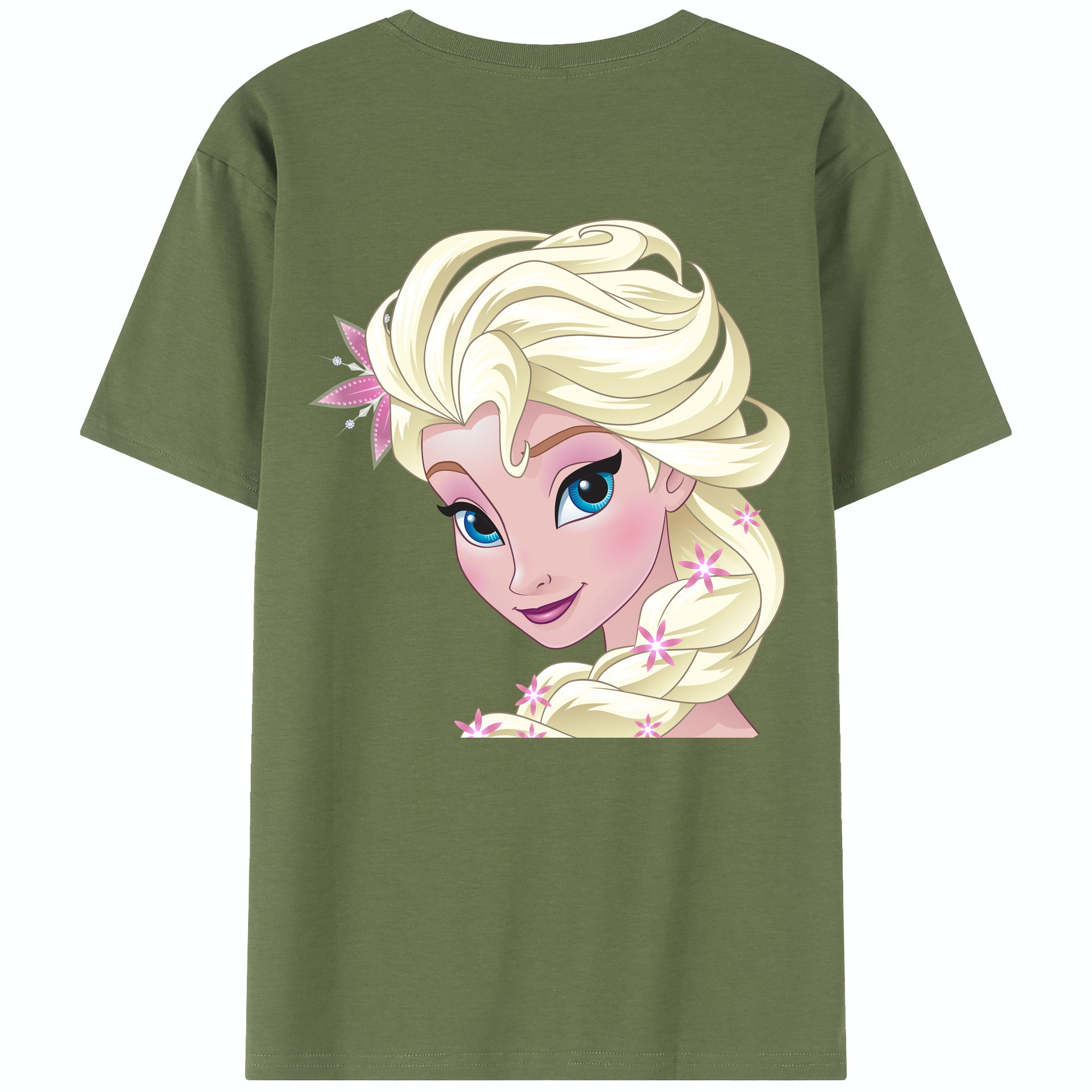 （画像用） アナと雪の女王 アンナ エルサ Frozen Anna Elsa 綿100％半袖Tシャツ（背面プリント）
